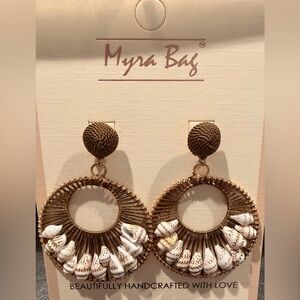 Myra Bag Brown and White Shell Earrings New